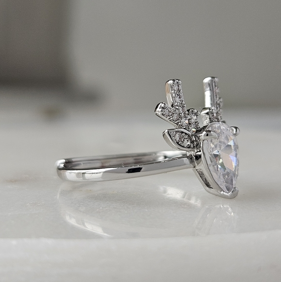 Deer / Fawn antler ring, adjustable band, Charmed Aroma - Picture 5 of 10